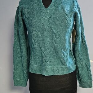 Thereabouts Girl's Green Split Crew Neck Pullover Knit Sweater. Size Large